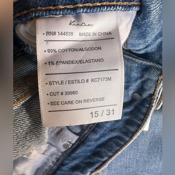 Kancan size 15/31 NWT high rise slim straight distressed light wash denim jean. - Picture 5 of 14